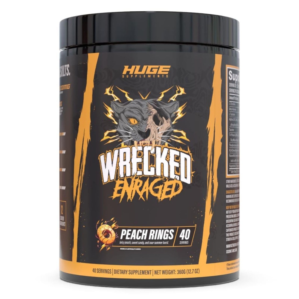 Wrecked Enraged High Stim Pre Workout - 강렬한 에너지, 레이저 초점 및 최대 강도를위한 극단적 인 하드 코어 공식 - 고급 리프터를위한 강력한 자극제 매트릭스 - 초보자 (40 서빙)