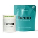 Beam Creatine Monohydrate + Pre Workout Bundle – 힘, 내구력 및 근육 회복 스택 – Clean Energy & Hydration Support, Peak Training Performance를 위한 Third-Party 테스트