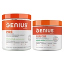 Genius Pre 운동 분말, Sour Apple + Genius Micronized Creatine 포스트 운동 분말