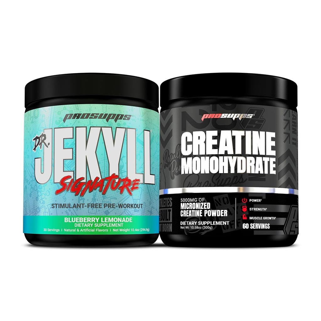 PROSUPPS 박사 Jekyll Stimulant-Free 사전 운동, 블루 베리 Lemonade x Creatine 300 번들