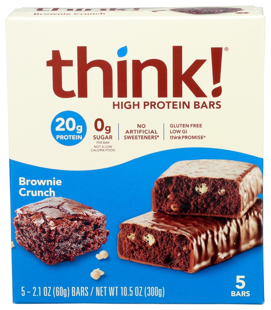 Glanbia 성과 Thinkthin 높은 단백질 막대기, Brownie Crunch, 5개의 ct