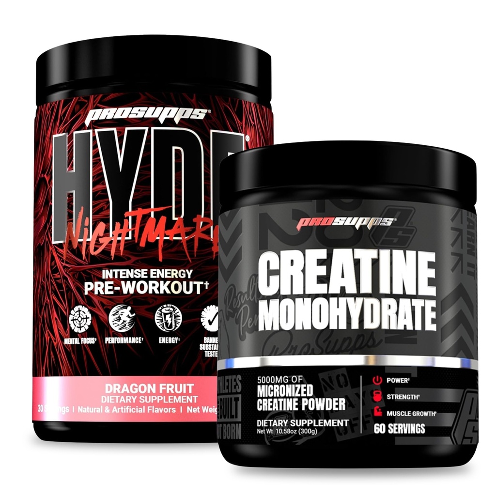 PROSUPPS Hyde Nightmare 강렬한 에너지 사전 운동, 드래곤 과일, 크레아틴 300 번들