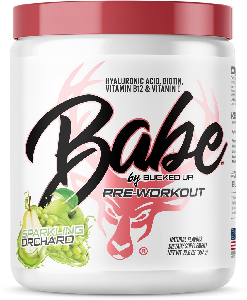 여성용 아기 사전 운동 분말 | 스파클링 오차드 | 6g Citrulline, 2g Beta-Alanine, 100mg Hyaluronic Acid, 5mg Biotin 및 5 기타 등록 된 상표 | 30 인분 | 12.6 OZ