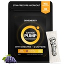 OxyEnergy Nitric 산화물 승압기, Max Pump Non Stim Pre Workout Powder for Men, Beta Alanine, L Citrulline, 순환, 근육 펌프, 내구시간, 포도, On-The-Go Packet- 30 서빙