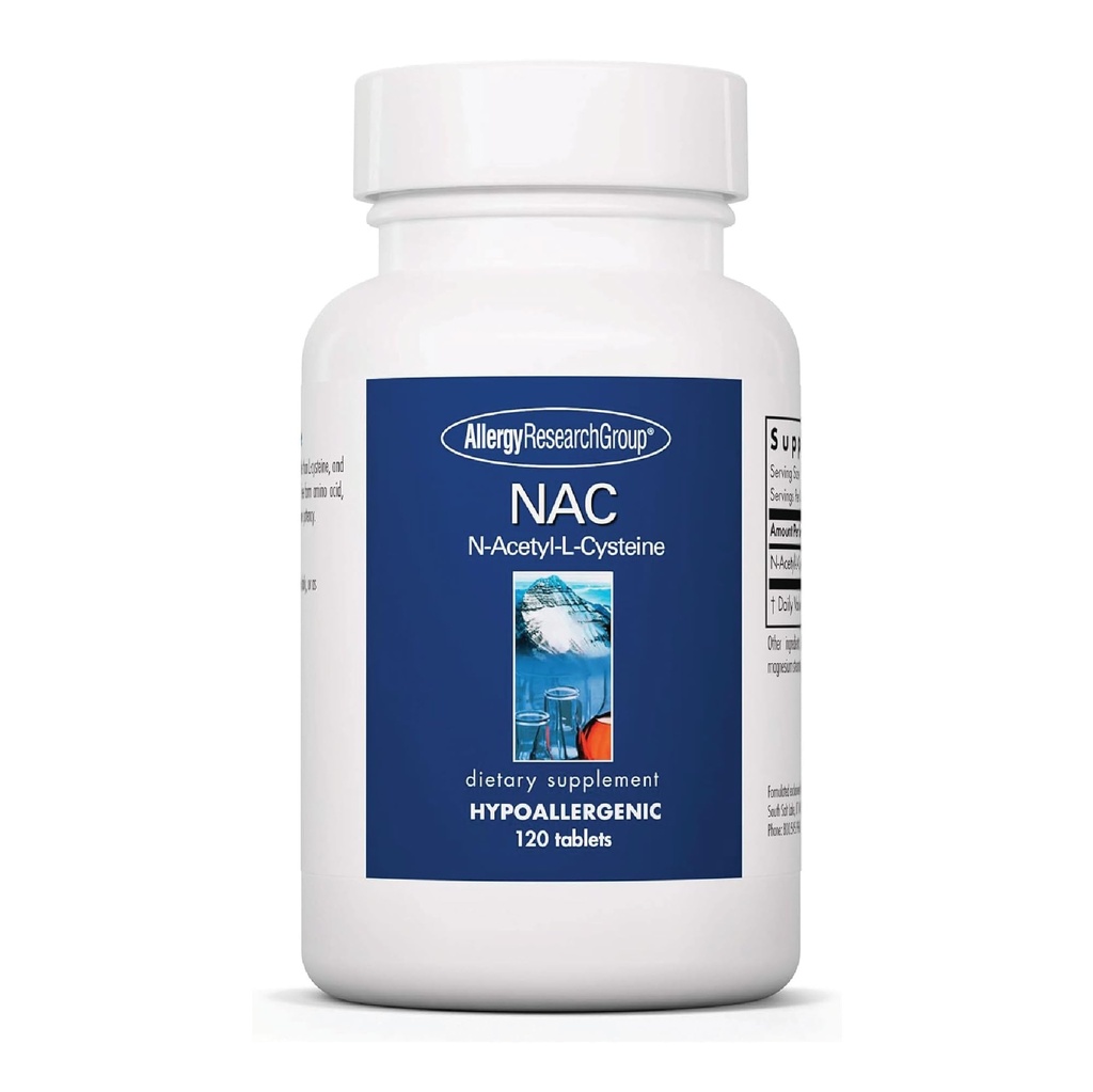 알레르기 연구 그룹 NAC 보충 - N-Acetyl-L-Cysteine, Glutathione 전구체, 지원 면역 기능, 건강한 Mucus 정리, 자유로운 모양 아미노산, Hypoallergenic - 120 조사