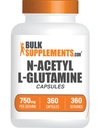 BulkSupplements.com N-Acetyl L 글루타민 캡슐 - 글루타민 보충교재, 아미노산 보충교재 - 글루텐 무료, 서빙 당 1개의 캡슐 (750mg), 360 조사 (1의 포장)