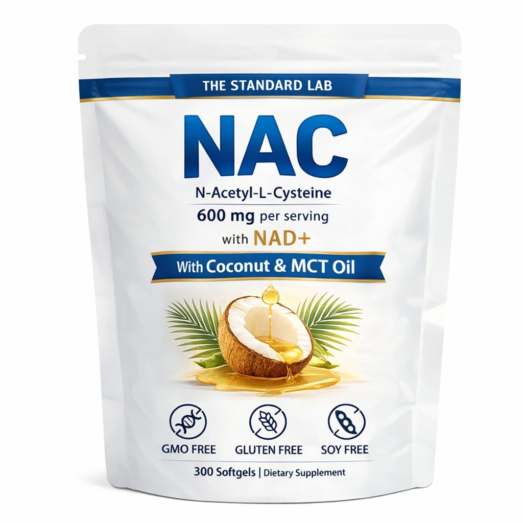 NAD+를 가진 표준 실험실 NAC 600mg 매일 단지, N 아세틸 Cysteine 보충교재 캡슐, 산화 방지제 지원 공식, Vegan, 비 GMO, 글루텐 자유로운, 300 Softgels