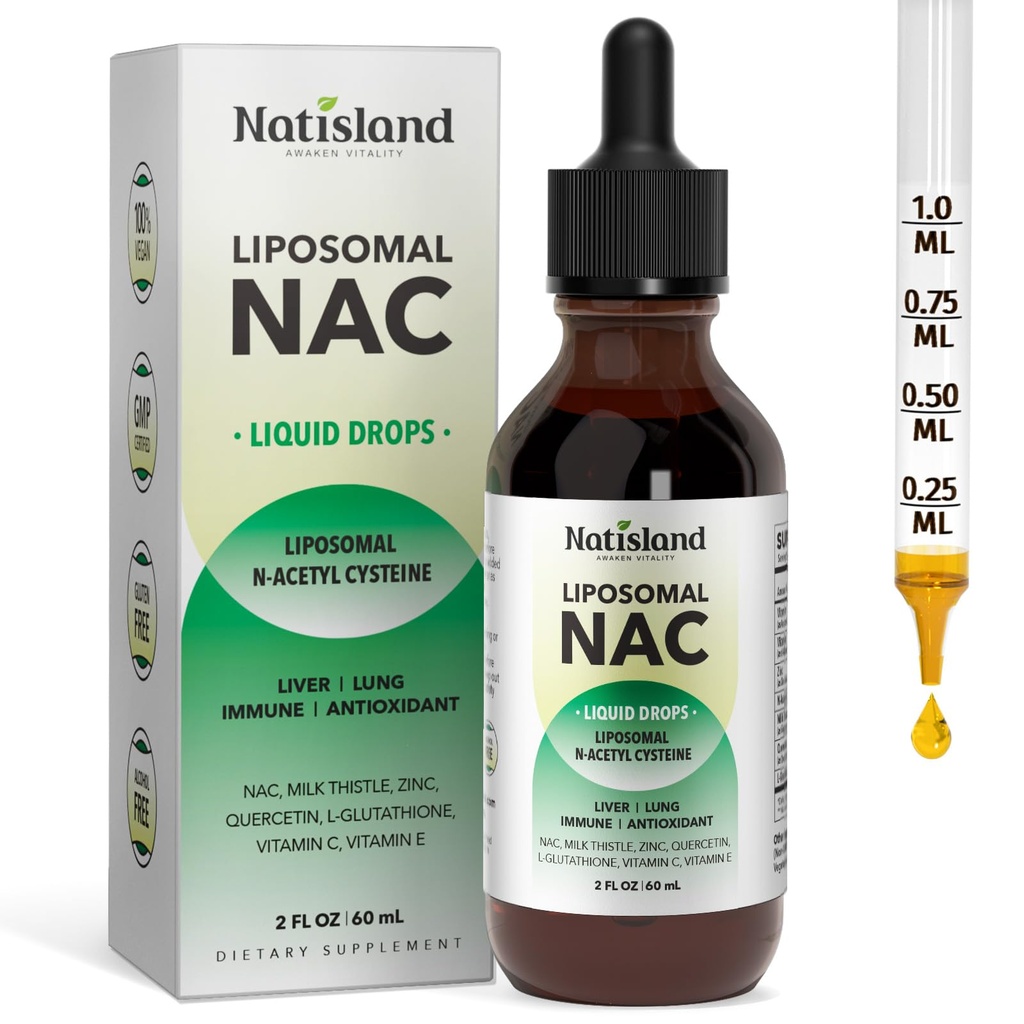 Liposomal 액체 NAC 하락, NAC 보충교재 N 아세틸 Cysteine, 성인 & 아이를 위한 우유 이틀 & Quercetin를 가진 NAC 600 mg, 간결 & Lung, 면역성 & 산화 방지제 지원, 피부 & 세포질 건강, 2개 Fl Oz