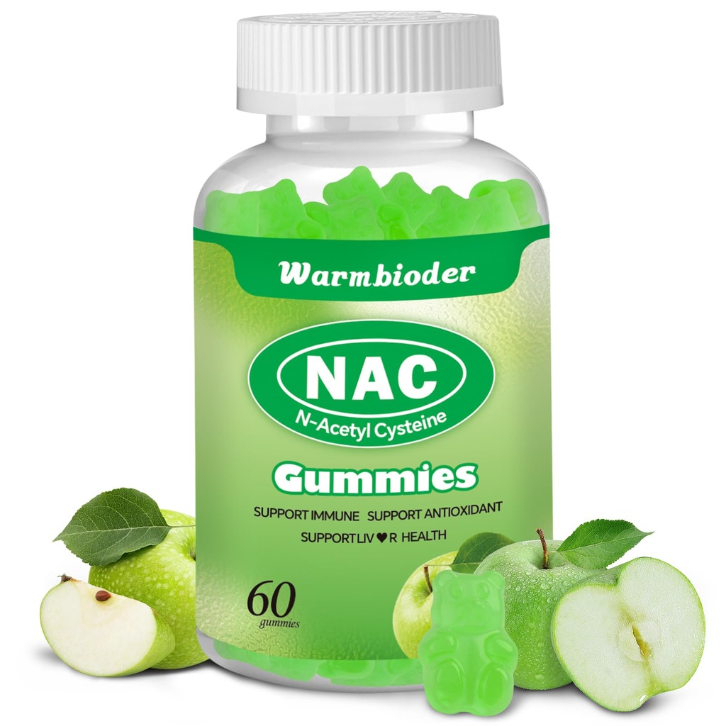 성인 & 아이 1200mg를 위한 NAC Gummies, NAC 보충교재 N 아세틸 Cysteine, Immune 지원, NAC Chewable 지원 간 건강, 수가 자유로운, 녹색 Apple 풍미