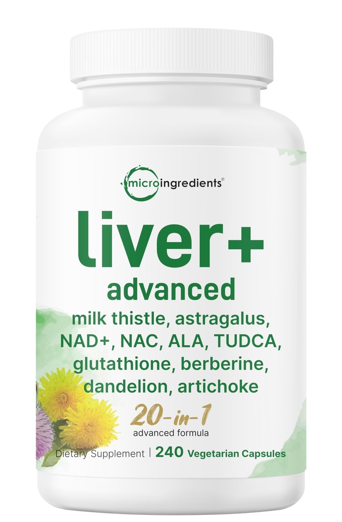 Liver Advanced+, 240 Veggie 캡슐 | 밀크 이틀, 댄 델리온, NAD, NAC, ALA, TUDCA, 글루타히온, 아티 초크, 심황, 아스트라갈루스 | 비 GMO, 글루텐 무료
