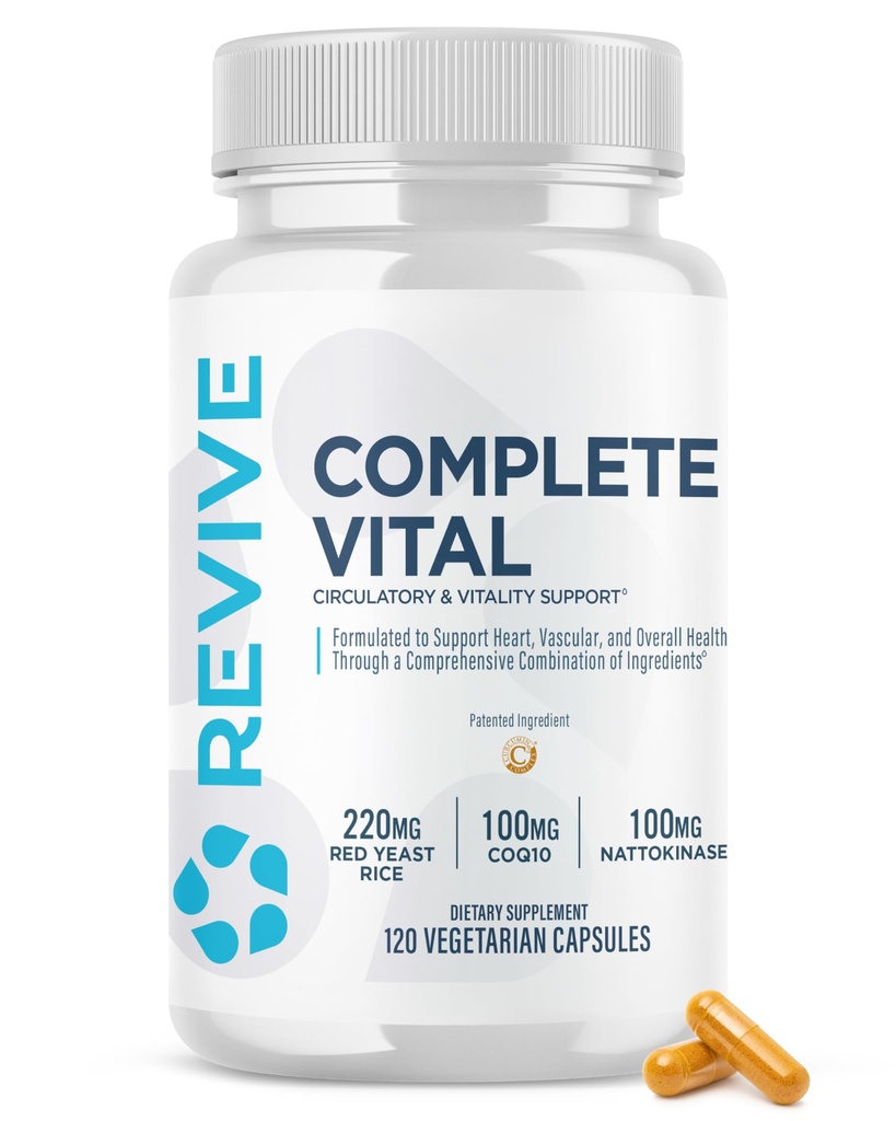 Revive MD 보충제 및 지원, 완전한 바이탈 (120 채식 캡슐) - NAC & CoQ10 보충 건강, & 항산화 활동 (30 서빙)