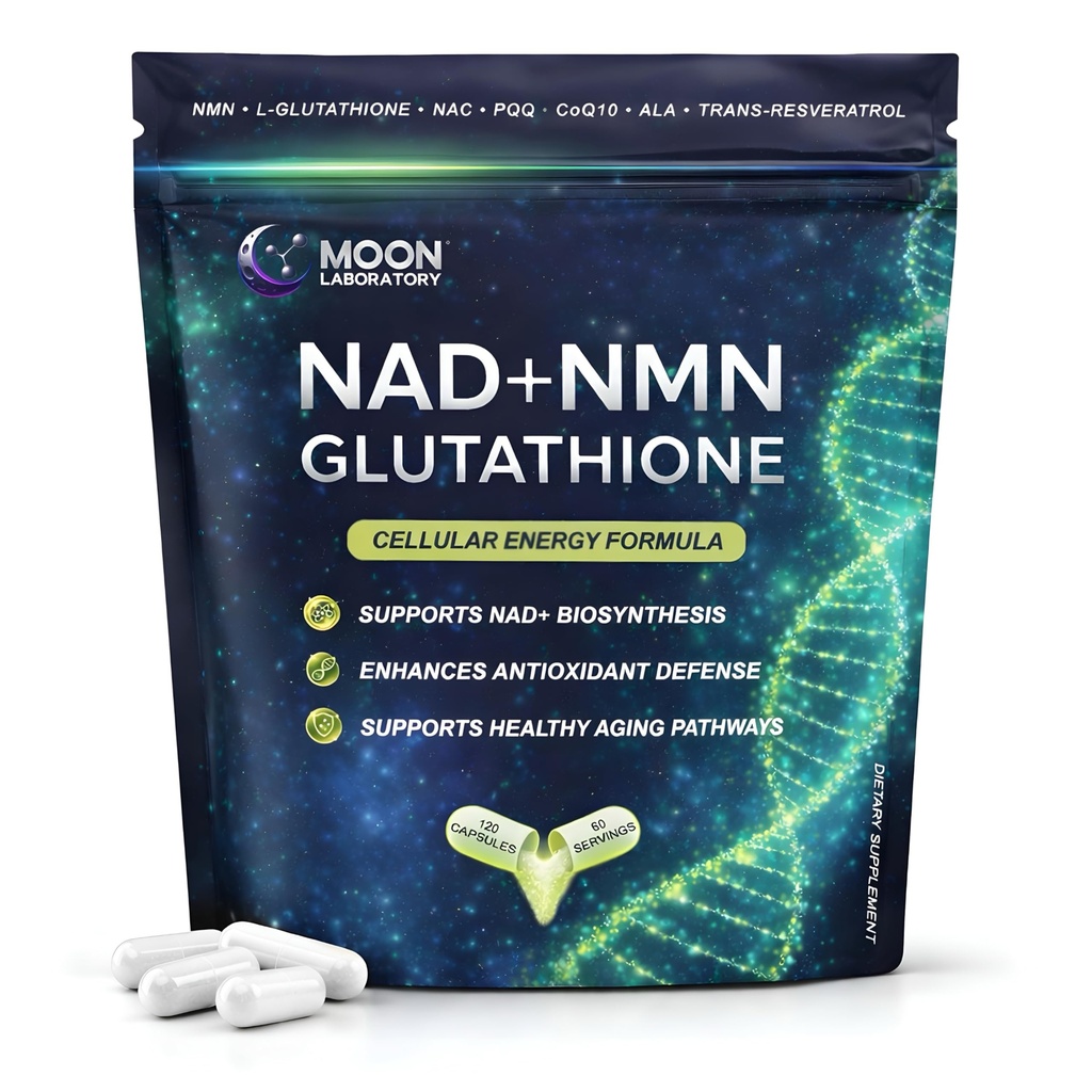 NMN + L-Glutathione 보충교재 – NAD+ 지원, CoQ10, NAC, PQ& 알파 Lipoic 산을 가진 Mitochondrial 에너지 & 산화 방지제 방위 – 120의 캡슐. 리필 팩