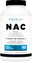 Primal N-Acetyl L-Cysteine (NAC) 600mg, 150 캡슐 - Vegan N-Acetyl L-Cysteine 보충교재, GMO 자유로운, 글루텐 자유로운