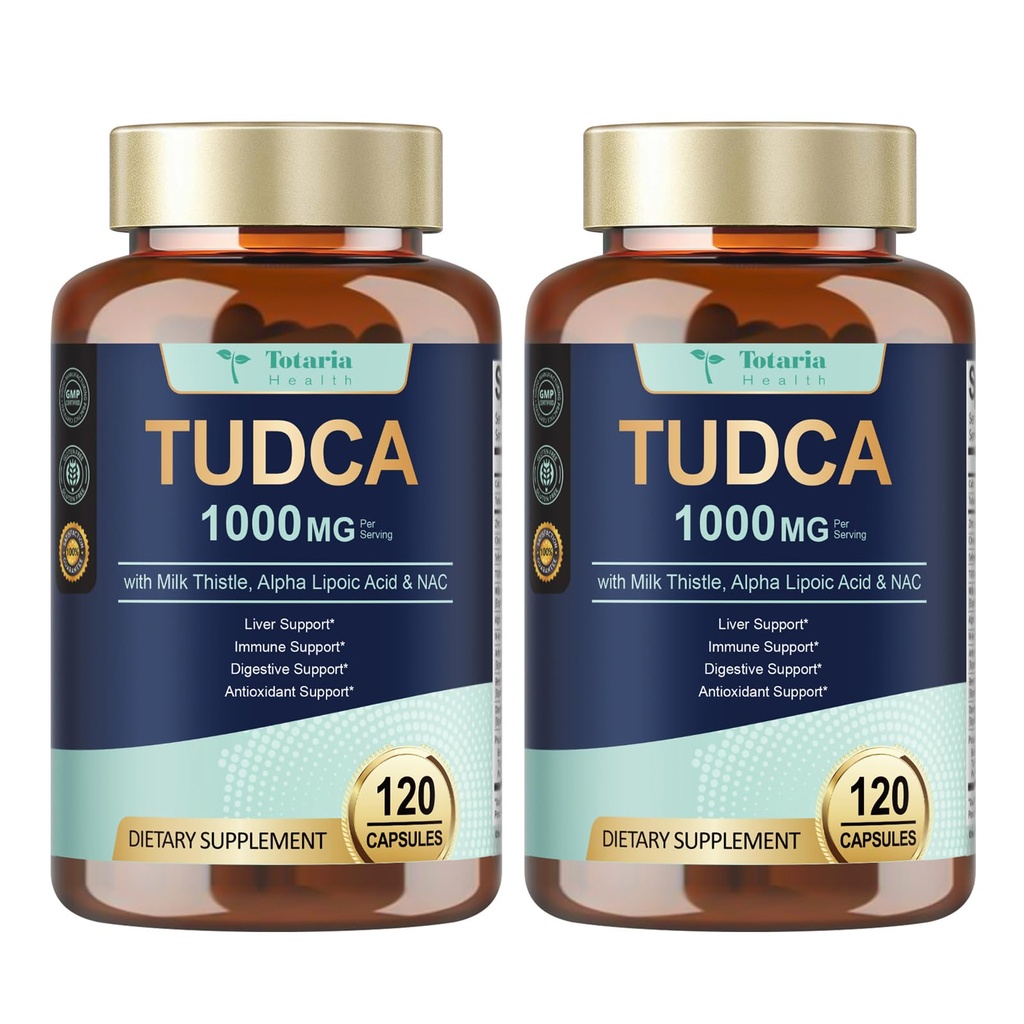 Totaria 2는 우유 이틀, NAC, ALA, 80% Silymarin, 15-in-1 여분 힘 Bile 소금을 가진 TUDCA 1000mg 간호 지원 보충교재를 포장합니다