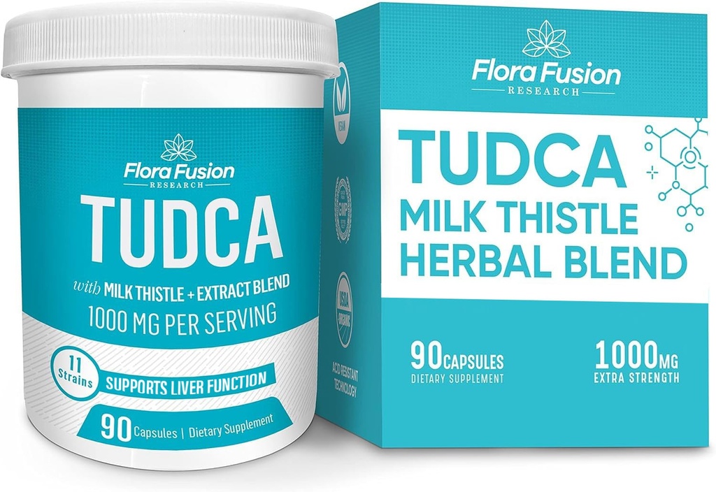 Flora Fusion 박사. 밀러의 TUDCA 우유 이틀 추출물, 1000mg, 서빙 당, 간 및 Gallbladder Cleanse 보충, 지원 간 기능, 90 캡슐 (45 일 공급)
