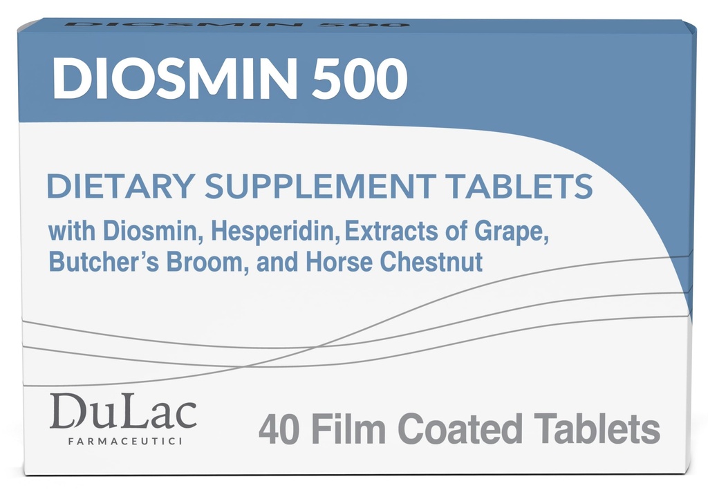 Dulac Diosmin 500, Micronized Diosmin Hesperidin Dietary Supplement 1000mg 서빙 당, 말 Chestnut 추출물, Butcher의 방 & 빨간 포도 추출물, 다리 순환 지원, 이탈리아에서 만드는 40의 정제
