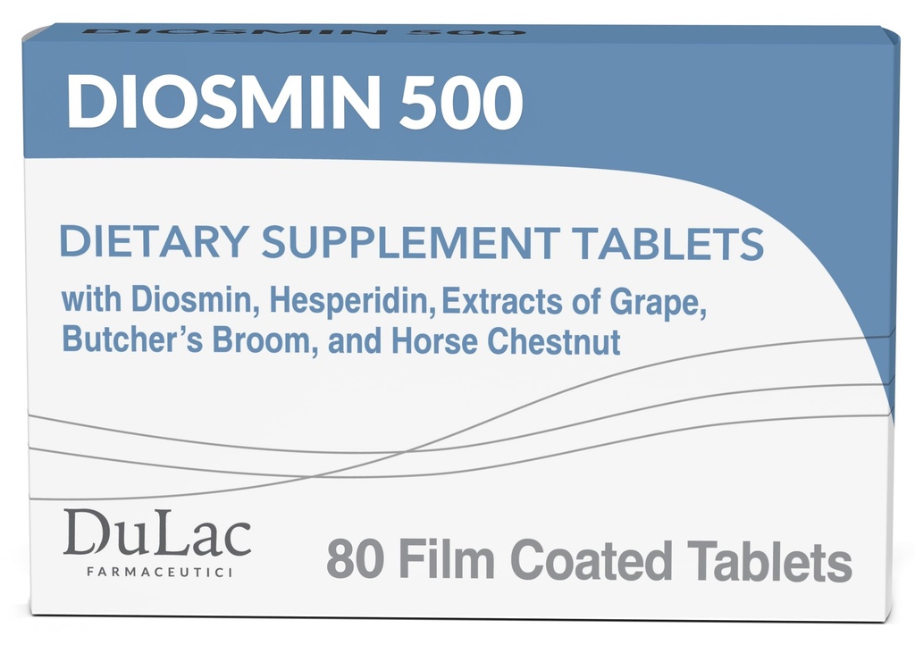 Dulac Diosmin 500, Micronized Diosmin Hesperidin Dietary Supplement 1000mg 서빙 당, 말 Chestnut Extract, Butcher의 Broom & Red Grape Extract, 다리 순환 지원, 80 정제, 이탈리아에서 만든