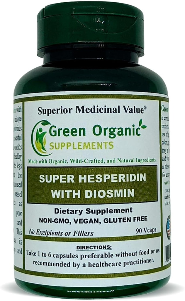 Green Organic Supplements Hesperidin, Diosmin, Narangin, Unique Formula (Hand Made, Non-GMO, Vegan, & Gluten Free) (단일)