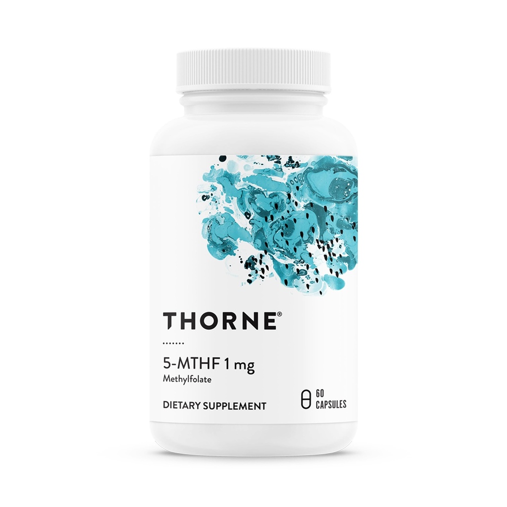 THORNE - 5-MTHF - Methylfolate (Active B9 Folate) 보충교재 - 지원 심혈관 건강, 태아 발달, 신경 건강, 메틸화 & Homocysteine 수준* - 60 서빙 - 5-MTHF 1mg