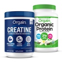 Orgain Creatine Monohydrate 분말 17.64 Oz (100 인분) & 유기 Vegan 바닐라 콩 단백질 분말 2.03 lb 번들 - 식물 기반 단백질 및 근육 지원