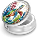 Pill Box-3 Compartment Purse & Pocket Mini Metal Pill Holder Travel Pill Container를 위한 작은 알약 케이스는 비타민 BPA-Free (Sea Turtle)를 보유합니다.