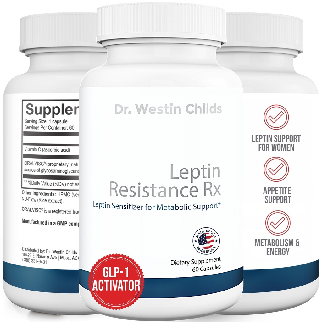 Dr. Westin Child | Leptin Resistance Rx – Thyroid, Metabolic Health, Vitality, Energy, Glycosaminoglycans, Vitamin C - 60 ct를 위한 여성을 위한 자연적인 Leptin Sensitizer 지원 보충교재