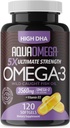 5X 궁극적인 힘 Omega 3 물고기 기름은 EPA와 DHA Omega-3 지방산과 비타민 D, 높은 DHA 보충교재를 가진 Burpless 물고기 기름 Omega3, Unflavored Omega3 보충교재, 120 Softgels를 가진 보충합니다