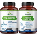 Zazzee 40:1 비율 Myo 및 D-Chiro Inositol 여성용 보충 | 사이클 규정 Ovarian 지원 및 여성용 전반적인 호르몬 균형을위한 Myo Inositol 캡슐 플러스 D-Chiro - Vegan & ISO 실험실 테스트