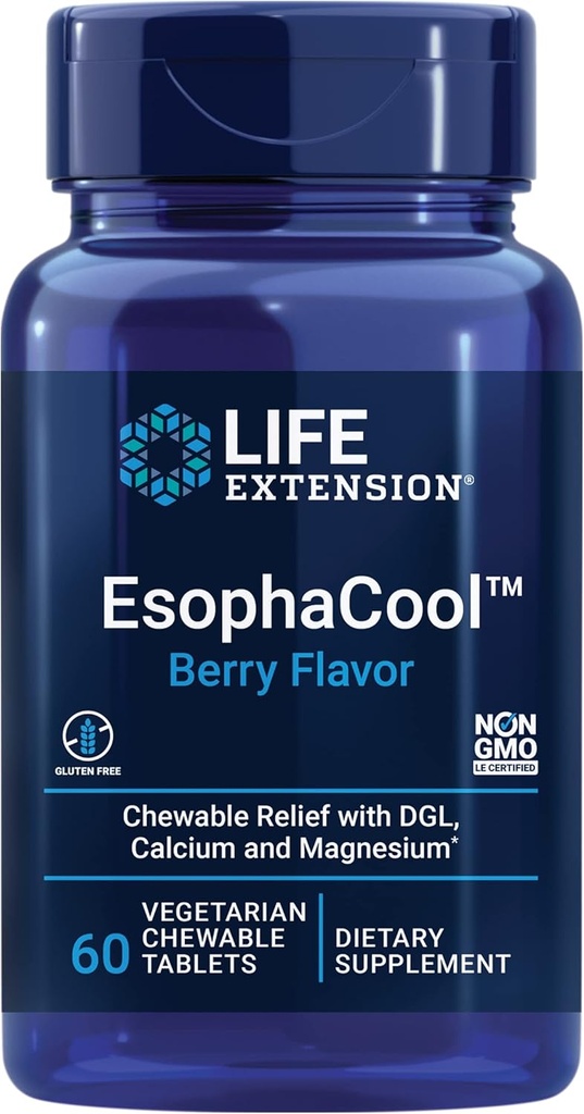 Life Extension EsophaCool - Gluten-Free, Vegetarian - 60 Chewable Tablets