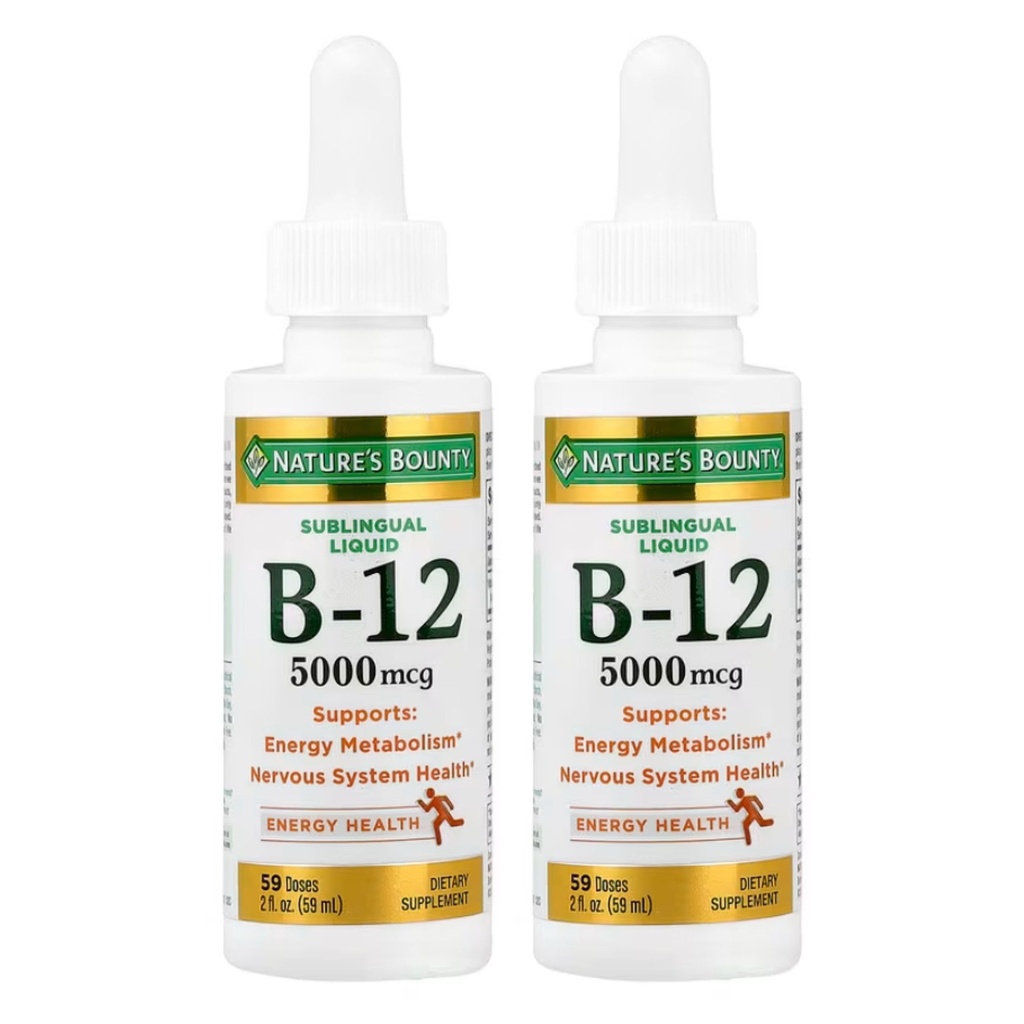 자연의 Bounty B-12 5000 mcg 서브 언어 액체 에너지 건강, 2 Fl Oz (2 병)