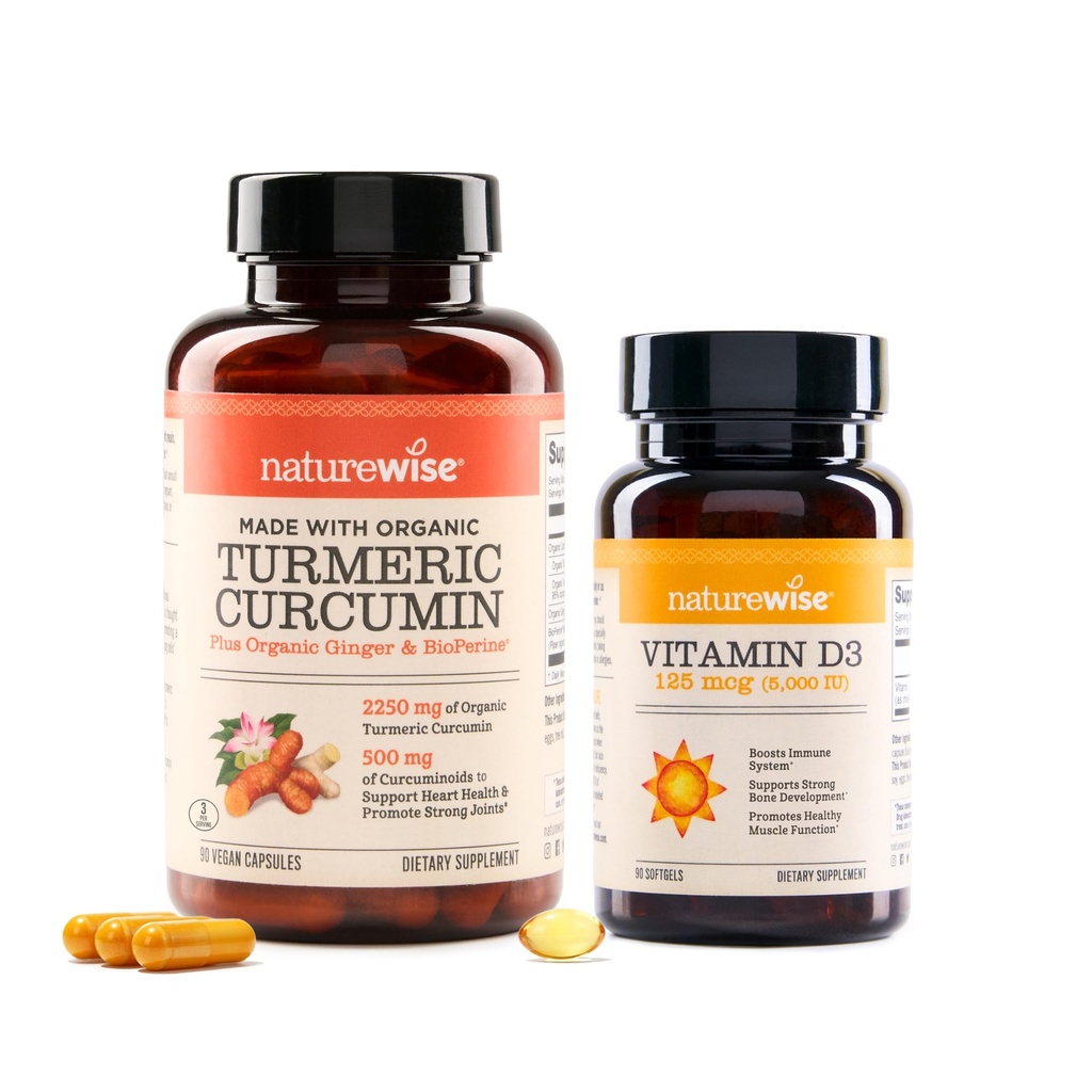 NatureWise Curcumin Turmeric & 비타민 D3 5000iu 관절, 근육, 뼈 및 면역 건강 지원 [90 개]