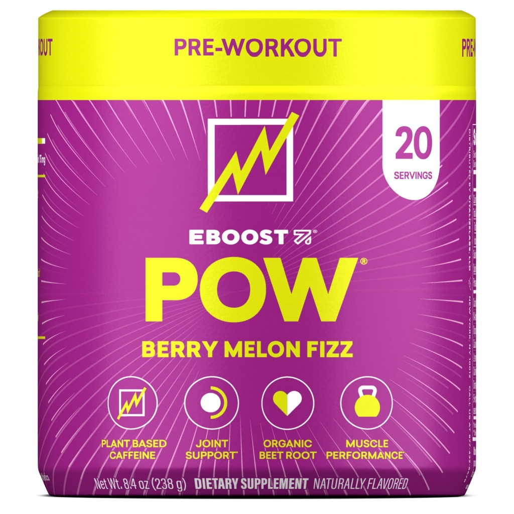 EBOOST POW 자연적인 전 운동 분말 - 20의 서빙 - Berry Melon Fizz - 성과, 합동 Mobility 지원, 에너지, 초점을 위한 전 운동 보충교재 - 남자 & 여자 - 비 GMO, 글루텐 자유로운, Creatine 없음