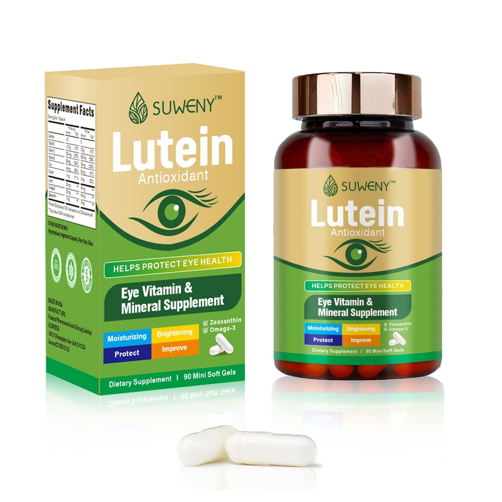 Lutein 눈 비타민 성인을위한 보충 - 90 캡슐, Zeaxanthin, 아연, 비타민 C 및 E, 블루 라이트 보호 및 Macular 지원을위한 Vegan 공식 지원 (1)