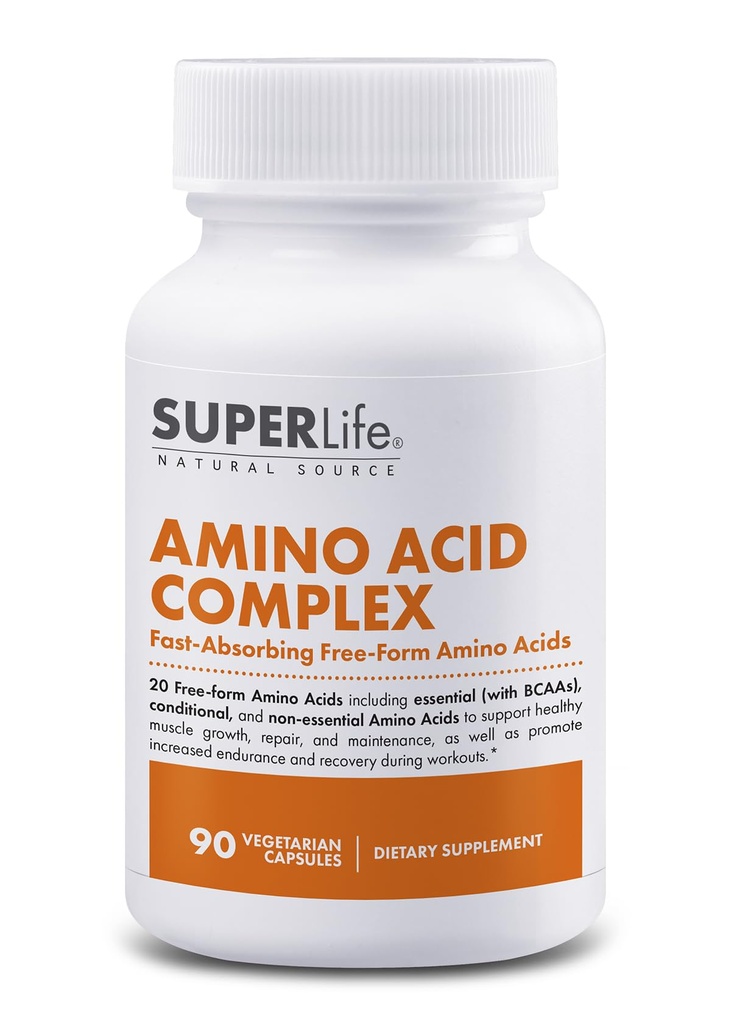 Amino Acid Complex - 빠른 흡수 및 무료 양식 Essential & Branched Chain Amino Acids BCAAs | 근육 성장, 힘 및 회복 지원 | 보충교재 - 90 캡슐
