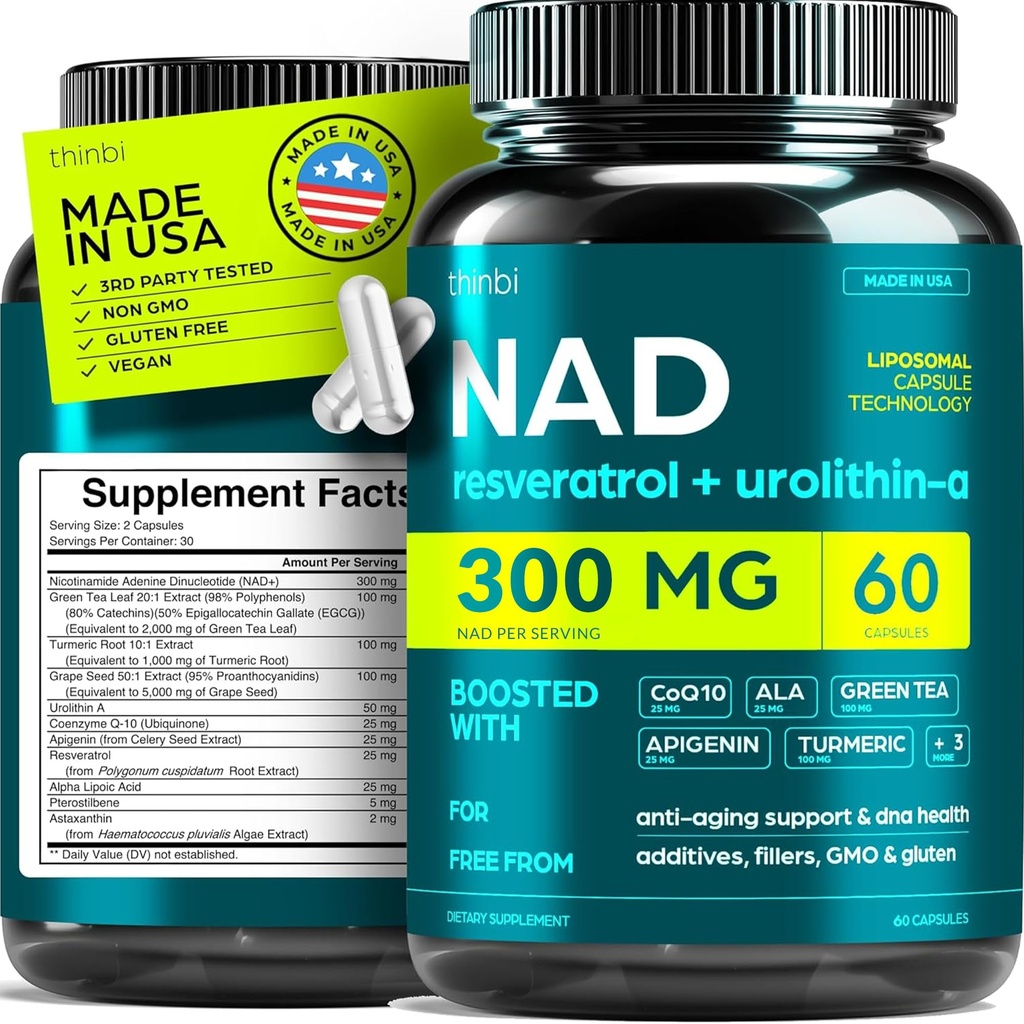 NAD 보충교재 300Mg 여분 힘 NMN 대안 Liposomal + 여성 & 남자 w/ Urolithin A, Resveratrol, CoQ10의 알파 Lipoic 산을 위한 녹차