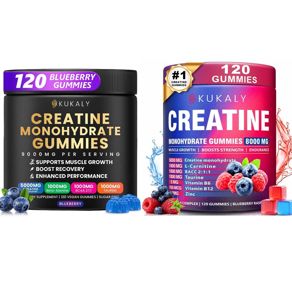 남성 & 여성을 위한 Creatine Monohydrate Gummies, 9000MG Creatine Gummies Sugar Free -BCAA 2:1, B12 B6 Boost 힘, 초점 & 내구시간, Vegan, 비 GMO를 위한