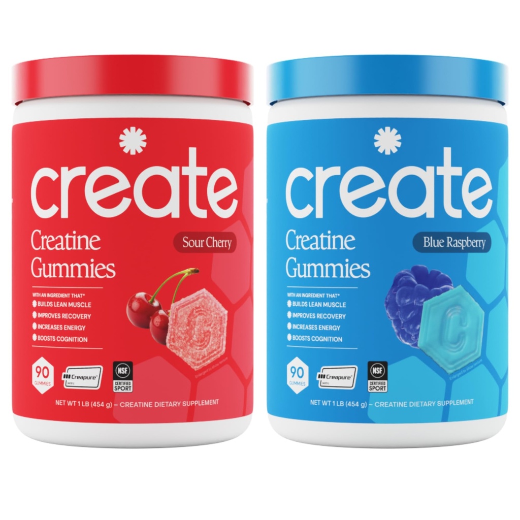 Creatine Monohydrate Gummies 만들기 - Rocket Pop Duo - Blue Raspberry & Sour Cherry - 여성 및 남성, NSF 인증, 3rd Party Tested, Anti-Melting Formula, 180 Count (2-Pack)