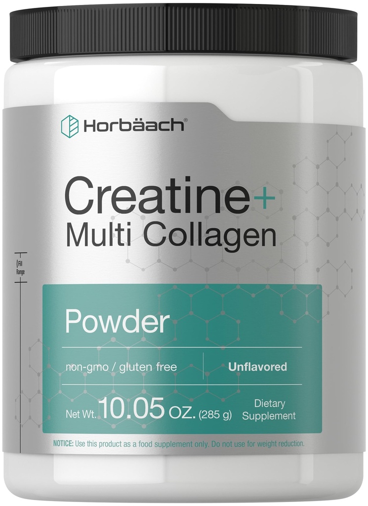 Horbäach Creatine Monohydrate Powder | Collagen and L-Taurine | 10.05 oz | 여성과 남성 | 비 GMO, 글루텐 프리