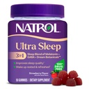 Natrol Ultra Sleep 3-in-1 100 % 멜라토닌, GABA 및 식물, 규정식 보충교재, Non-Habit Forming, 50 Gummies