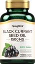 파이핑 락 블랙 커런트 씨 오일 소프트 젤 캡슐 | 1500mg | 200 개 | 가마 린올라산(GLA) | 비 GMO, 글루텐 프리 보충