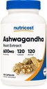 Nutricost Ashwagandha 초본 보충교재 600mg의 120의 캡슐 - 채식주의자, 비 GMO, 글루텐 자유로운, Ashwagandha 뿌리