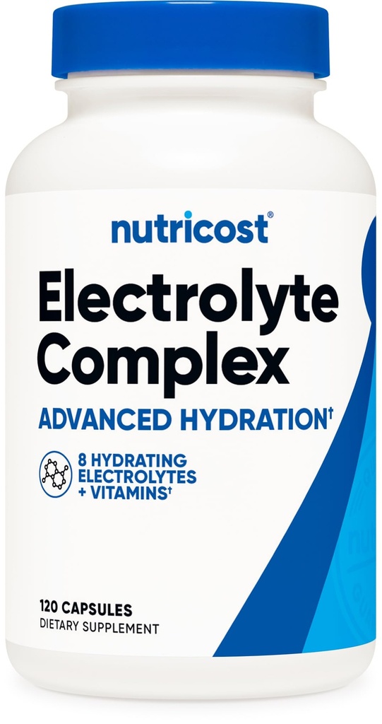 Nutricost Electrolyte Complex Advanced Hydration (120 캡슐) - 8 Hydrating Electrolytes & Vitamins, Gluten Free, Non-GMO, 채식주의
