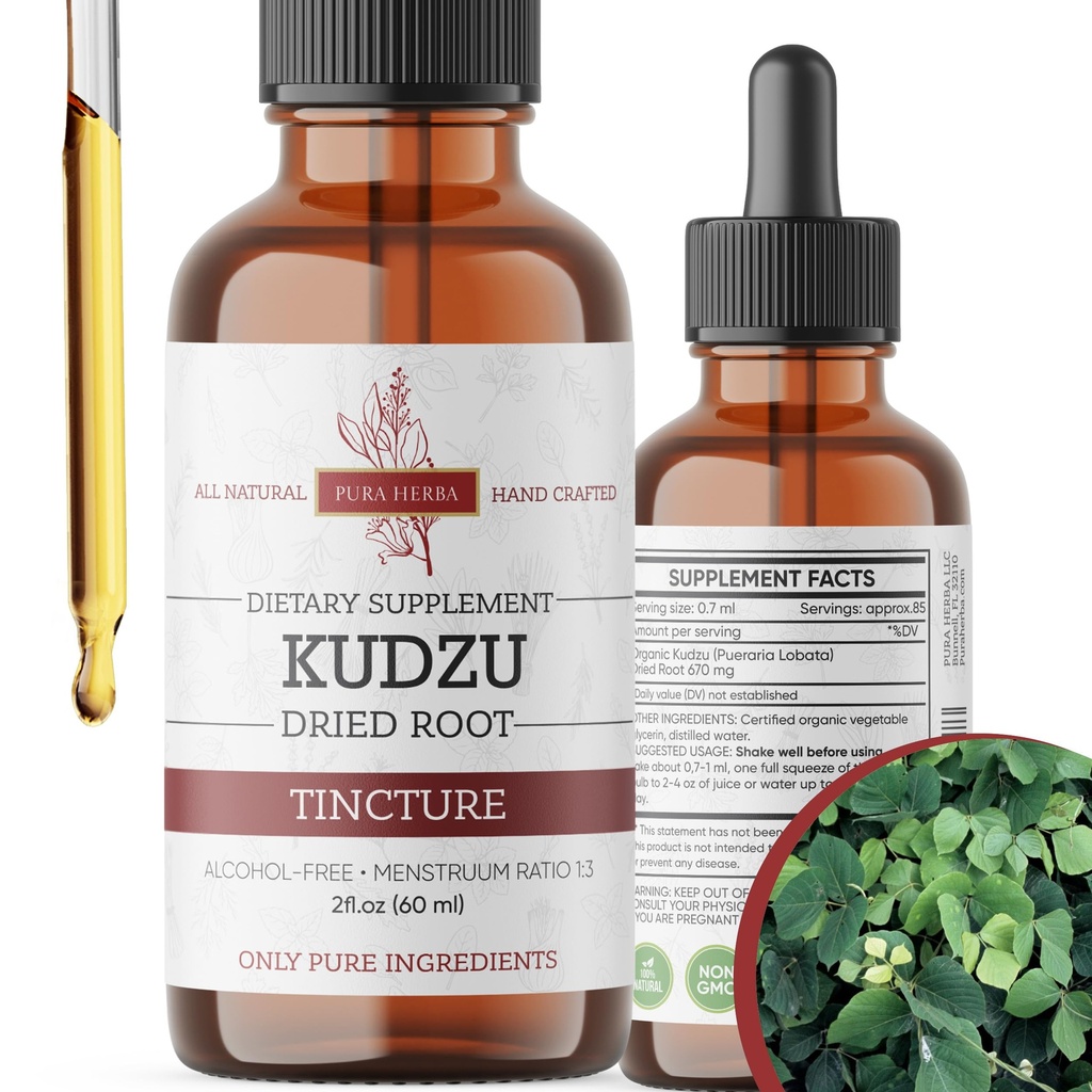 유기 Kudzu 뿌리 추출물 - 알코올 무료, 알코올 지원을위한 Vegan 보충 - 2 Fl Oz - Non-GMO, 미국에서 만든