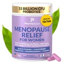 Natural Menopause Supplements for Women - Hormonal Balance, Bloating & Mood Swings에 대한 Perimenopause 보조제 | Hot Flashes Menopause Relief w/Probiotics & Prebiotics, Black Cohosh & Chasteberry
