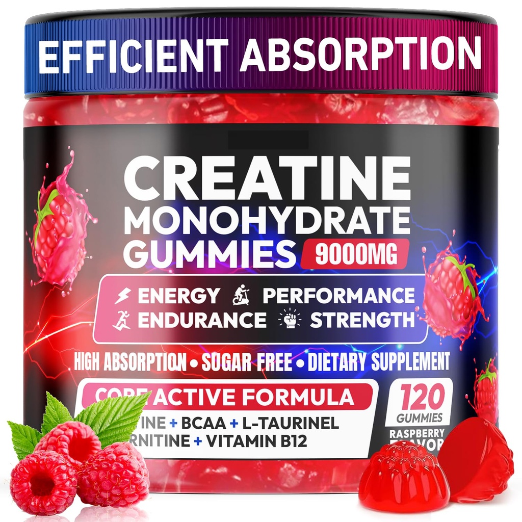 Creatine Gummies Monohydrate Complex 9000MG의 남자 & 여자를 위한 전 운동, L-Taurine를 가진 Creatine Gummy, 근육 지원을 위한 BCAA 2:1, B12/6, 힘, 에너지 Boost-120 조사