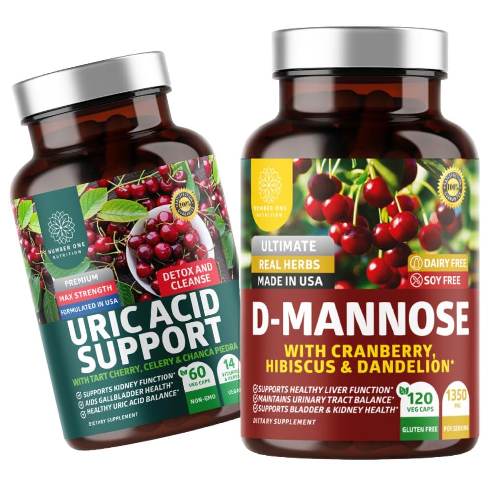 Cranberry & Hibiscus [1350mg], 120의 캡슐 및 14의 유력한 허브, 60의 캡슐, 2 팩 뭉치를 가진 Uric 산 지원을 가진 1개의 영양 N1N 프리미엄 D-Mannose