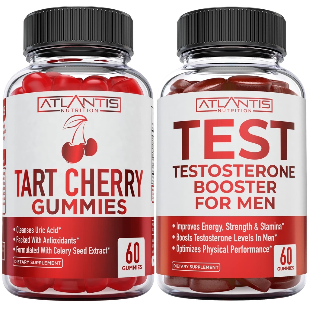 Atlantis Nutrition Tart Cherry 60 Gummies + 테스토스테론 부스터 60 Gummies