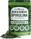 Nuvalsa 유기 Spirulina 분말 1lb – 100% 순수한 Superfood 보충교재는 매끄러운 & 단백질 음료, Vegan & USDA에 의하여 증명된 유기 - 100개의 서빙을 위한 파란 녹색 조류 비 GMO에서 보충합니다