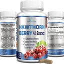 Hawthorn Berry 4 : 1 추출물 (120 캡슐) 면역 체계 지원, 슈퍼 산화 방지제, 2660mg Berries에서 농축 된 Hawthorn Berry 캡슐