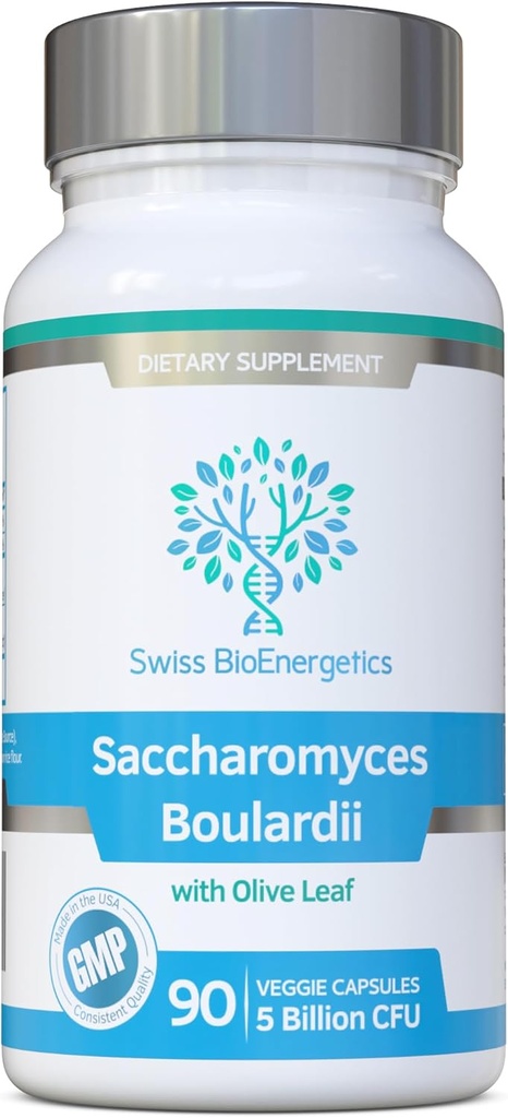 Saccharomyces Boulardii 5 Billion CFU 90 캡슐 - 요구되는 냉각 없음 - synergistic 올리브 잎, Biotin 및 비타민 D3를 가진 고강도 비 입히는 효모